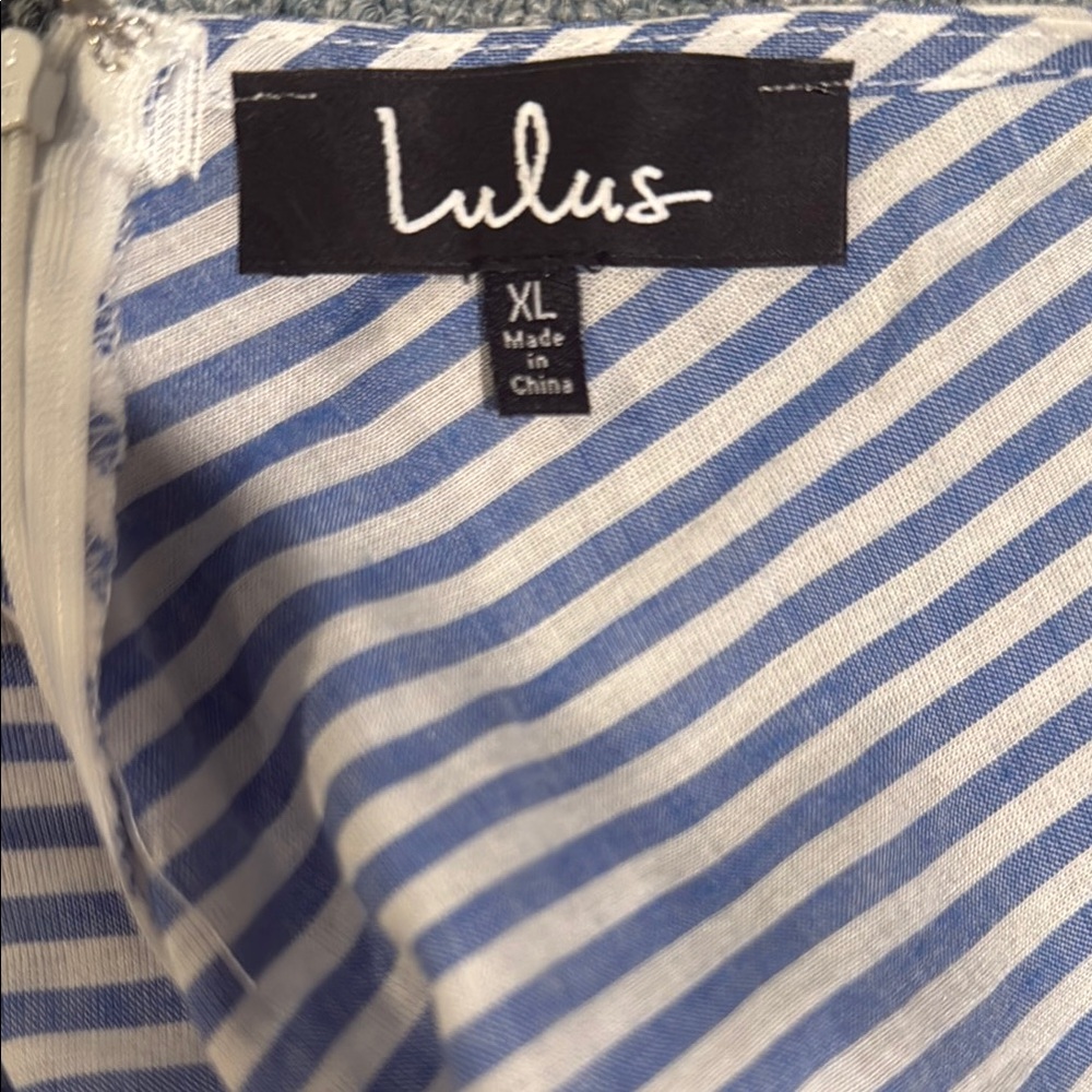 Lulu's Blue and White A-Line Mini Dress - Picture 2 of 4